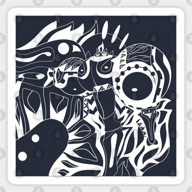 cyborg aztec pattern ecopop Sticker by jorge_lebeau